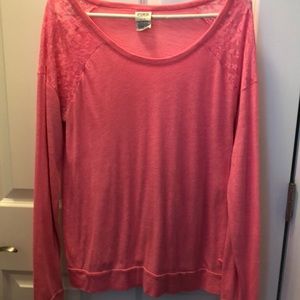 VS PINK shirt with lace shoulders